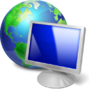 Иконка экран, монитор, компьютер, земля, браузер, screen, monitor, earth, computer, browser 128x128
