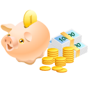 Иконка 'свинья, наличный, монеты, копилка, деньги, безопасный, safe, piggy bank, pig, money, coins, cash'