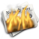 Иконка пламя, жечь, горячий, газета, newspaper, hot, flames, burn 128x128