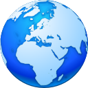 Иконка синий, сеть, интернет, земной шар, земля, браузер, world, network, internet, earth, browser, blue 128x128