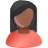 Иконка черный, пользователь, красный, женщина, user, red, female, black 48x48