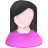 Иконка черный, розовый, пользователь, женщина, белый, white, user, pink, female, black 48x48
