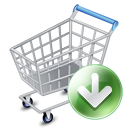 Иконка электронная торговля, стрелка, корзина покупок, интернет магазин, заказ, вниз, webshop, shopping cart, ecommerce, down, arrow 128x128