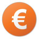 Иконка красный, евро, валюты, red, euro, currency 128x128