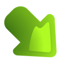 Иконка стрелка, правый, зеленый, вниз, right, green, down, arrow 128x128